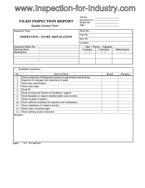 Panel Inspection Report  Form