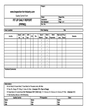 Fit Up Report Format
