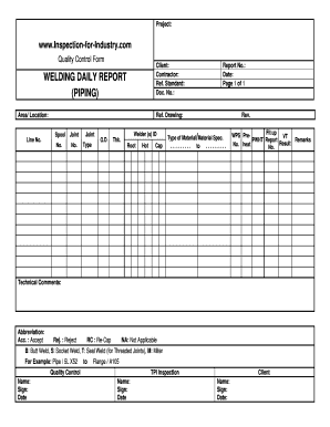 Welding Report Sample  Form