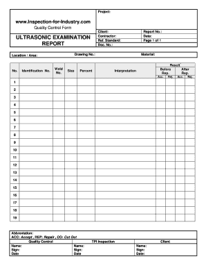 Ultrasonic Testing Report  Form