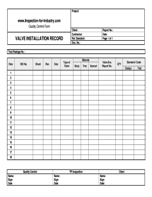 Valve Inspection Report Format