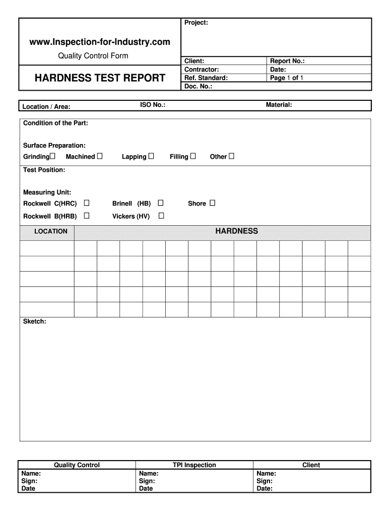 Get and Sign Hardness Test Report Format 