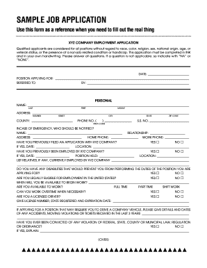 SAMPLE JOB APPLICATION Rphsbusinessorg  Form