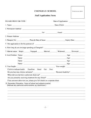Admission Form for Secondary School