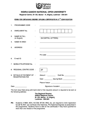 Ignou Convocation Form PDF
