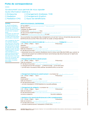 Fiche De Correspondance  Form