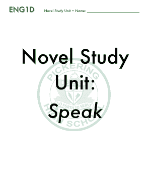 Speak Novel Study  Form