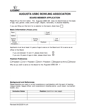 Nonprofit Board of Directors Application Template  Form