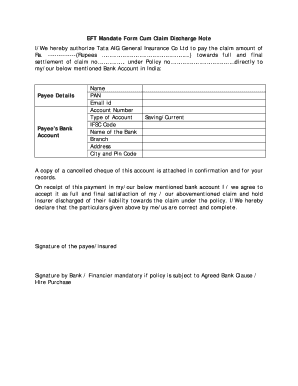 Eft Mandate Duly Certified by Bank  Form