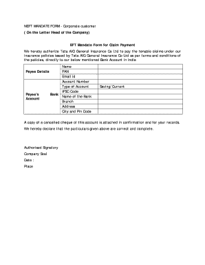 Eft Mandate for Gem  Form