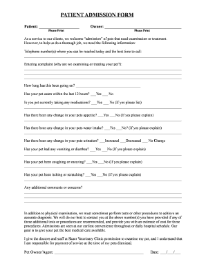 Patient Admission Form