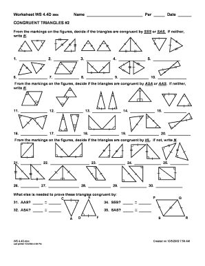 Congruent Figures Worksheet PDF  Form