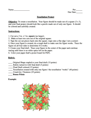 Tessellation Project Objective to Create a Tessellation Your Figure Chs Conroeisd  Form