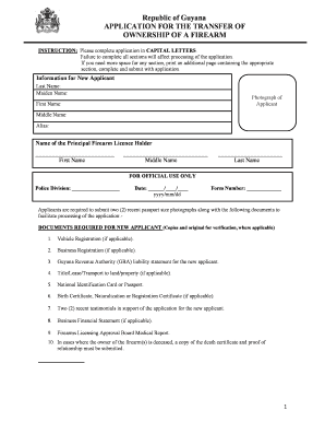 Gun License Guyana  Form