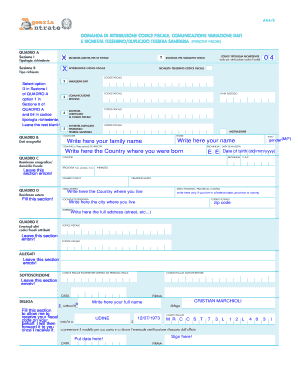 Domanda Di Attribuzione Codice Fiscale  Form