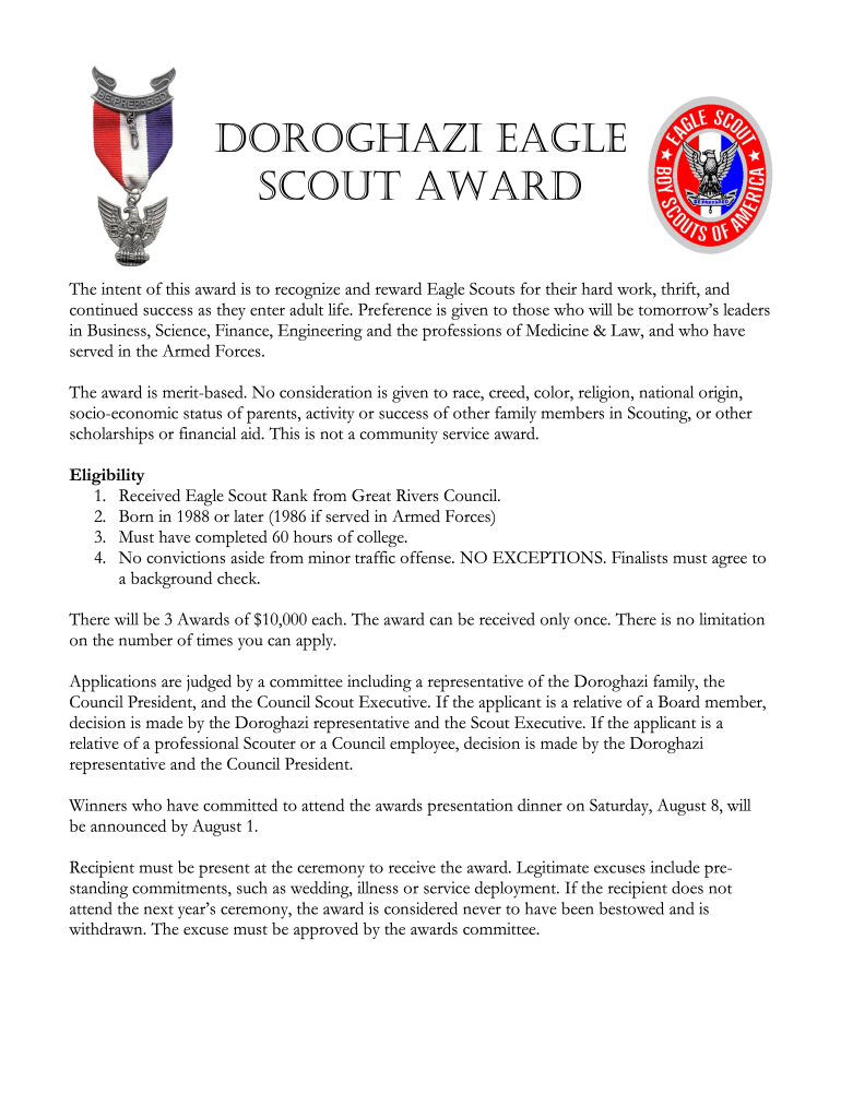 Doroghazi Eagle Scout Award  Form