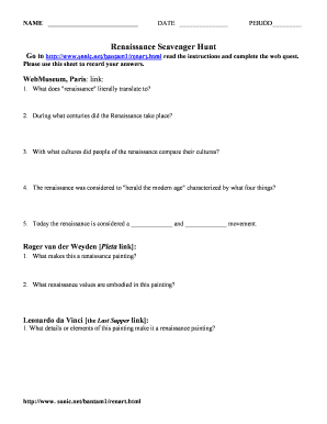 Renaissance Scavenger Hunt PDF  Form