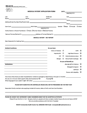 New Patient Application Form