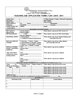 JAF JOB APPLICATION FORm REVISED