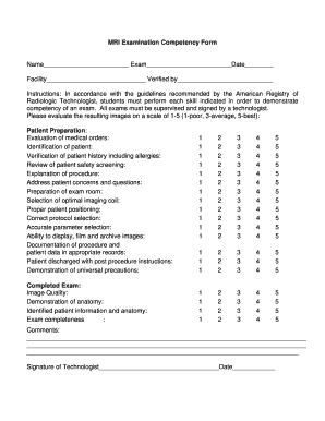 Mri Competency Checklist  Form