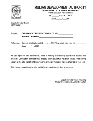 Noc Certificate for Plot  Form