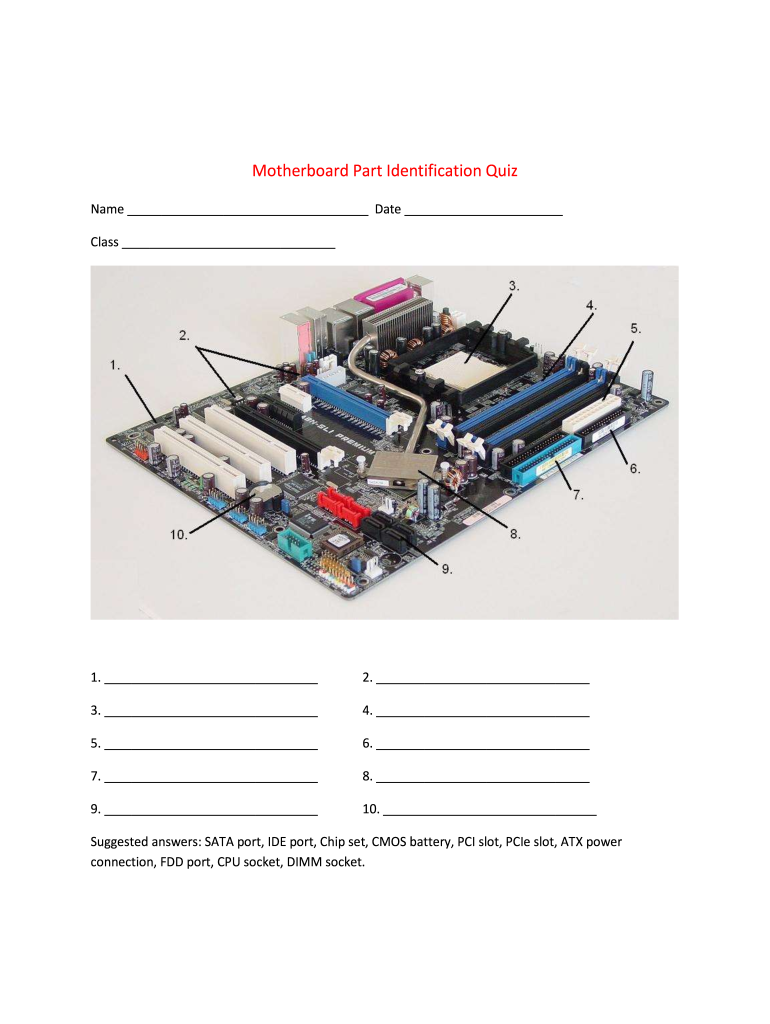 Motherboard Part Identification  Form