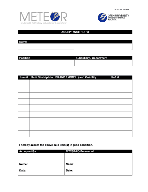 Equipment Acceptance Form