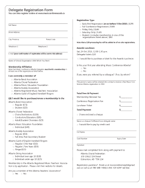  Delegate Registration Form Musicconferenceabca 2015