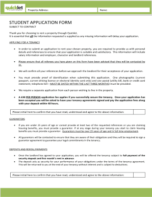 Quicklet Application Form