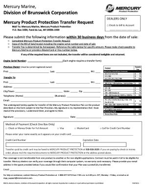 Mercury Warranty Transfer  Form