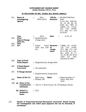 Nia Chargesheet PDF  Form