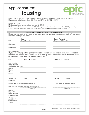 Epic Housing  Form