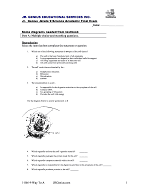 Grade 9 Science Exam PDF  Form