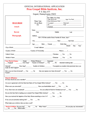 Gospel Bible Institute Application  Form