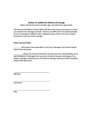 Delivery Damage Waiver Form Template