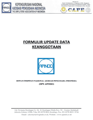 FORMULIR UPDATE KEANGGOTAAN APINDO Apindo or