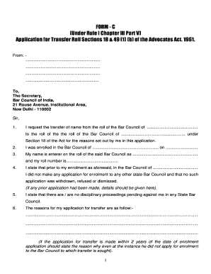 Jharkhand Bar Council Enrollment Form