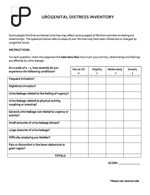 UROGENITAL DISTRESS INVENTORY  Form