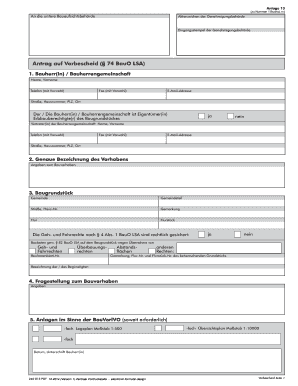 Antrag Auf Vorbescheid 74 Bauo Lsa  Form