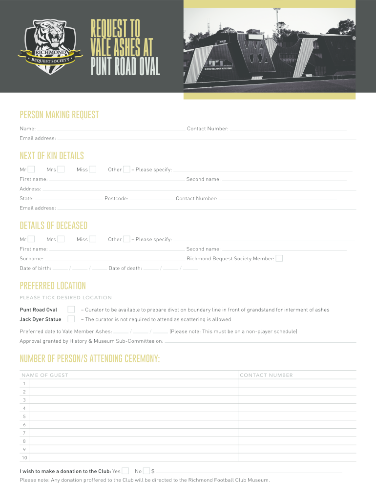 REQUEST to VALE ASHES at PUNT ROAD OVAL  AFL Com  Form