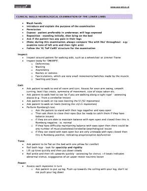 Lower Limb Examination PDF  Form