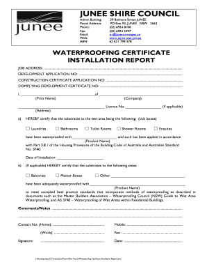 Waterproofing Certificate Template Nsw  Form