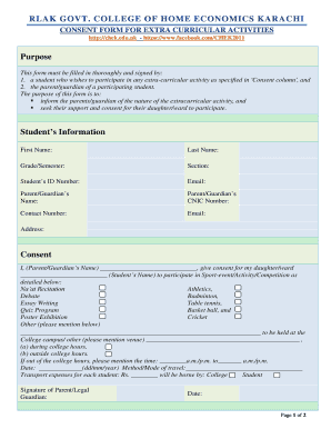 Extra Curricular Activities Home Economics Chek Edu  Form