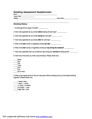 Smoking Questionnaire PDF  Form