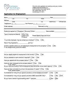 Good Samaritan Home Health Agency  Form