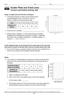 10 1 Scatter Plots and Trend Lines Answer Key  Form