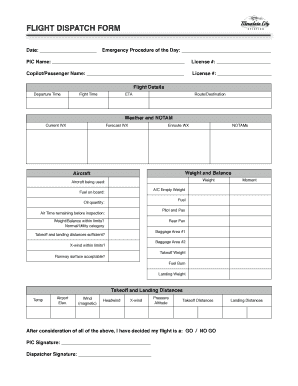 Flight Dispatch Release Form