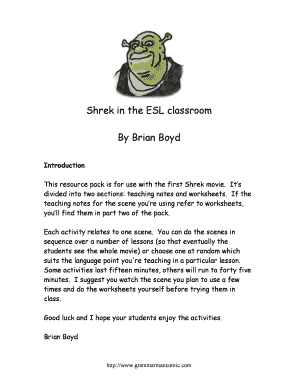 Shrek in the ESL Classroom by Brian Boyd Grammarman Bhs Lancasterscschools  Form