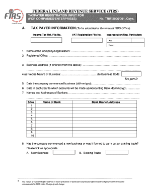 Vat Form 001