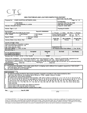 Leather Inspection Report  Form